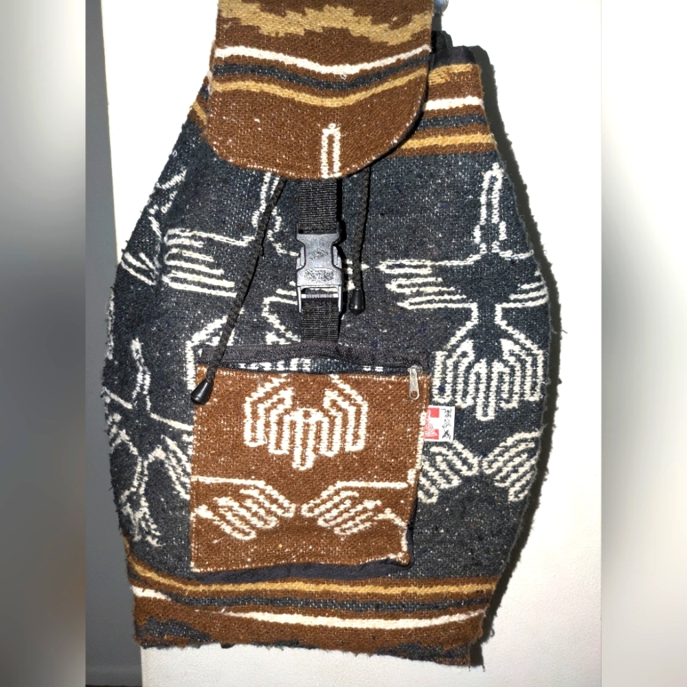 Guatamala Handmade Brown and Gray Patterned Backpack Only $10